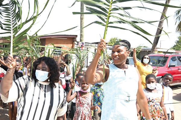 Members of the Bread of Life Methodist Church, Dansoman Society, in Accra in a procession. Picture: Ebow Hanson